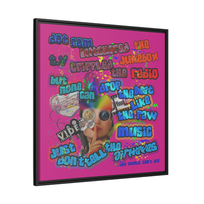 drop the beat - framed canvas art (pink)