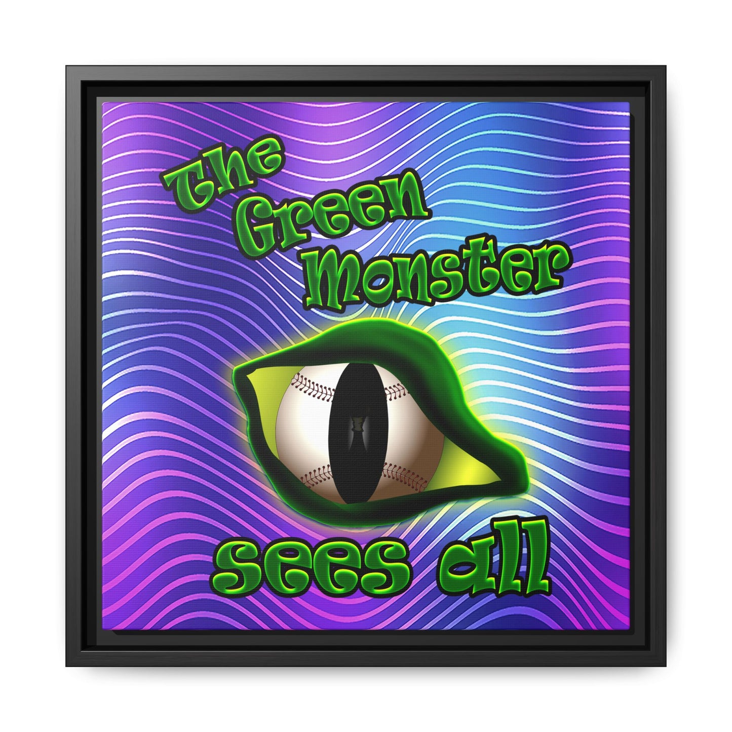 green monster - framed canvas art (purple wave)