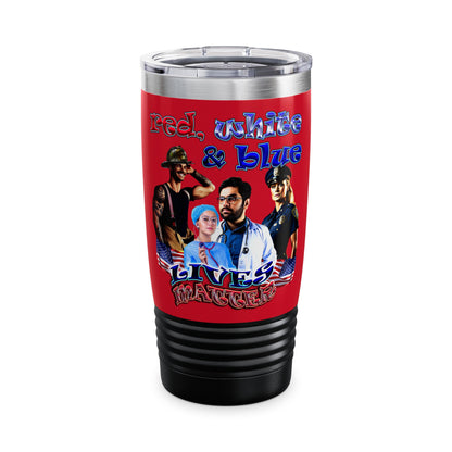 rw&b lives matter - Ringneck Tumbler, 20oz (dark red)