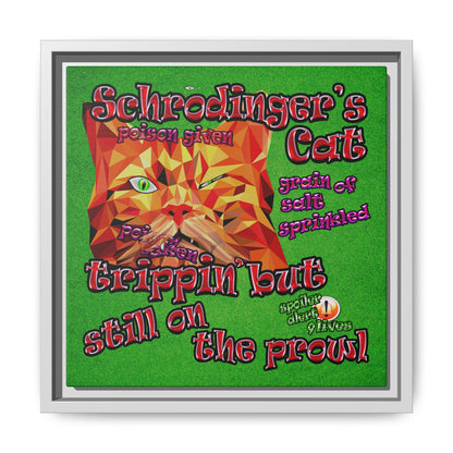 schrodinger's cat - framed canvas art (green turf)