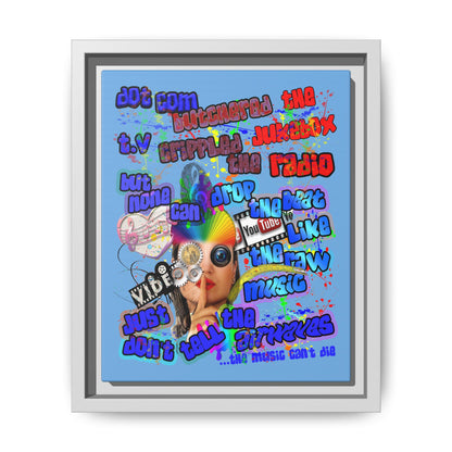 drop the beat - framed canvas art (light blue)
