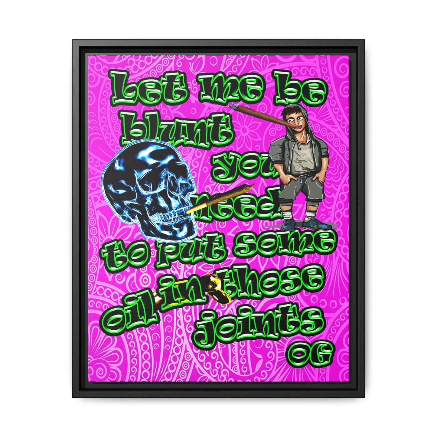 og - framed canvas art (pink swirl)