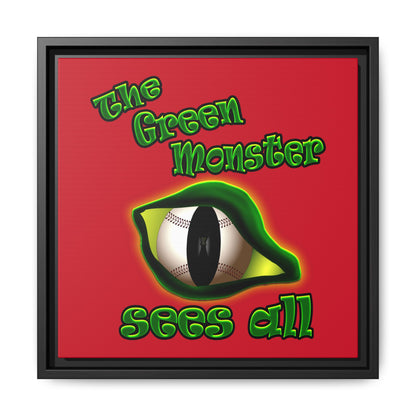 green monster - framed canvas art (dark red)