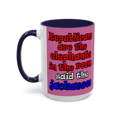 donkeys and elephants - Accent Mug (light pink)