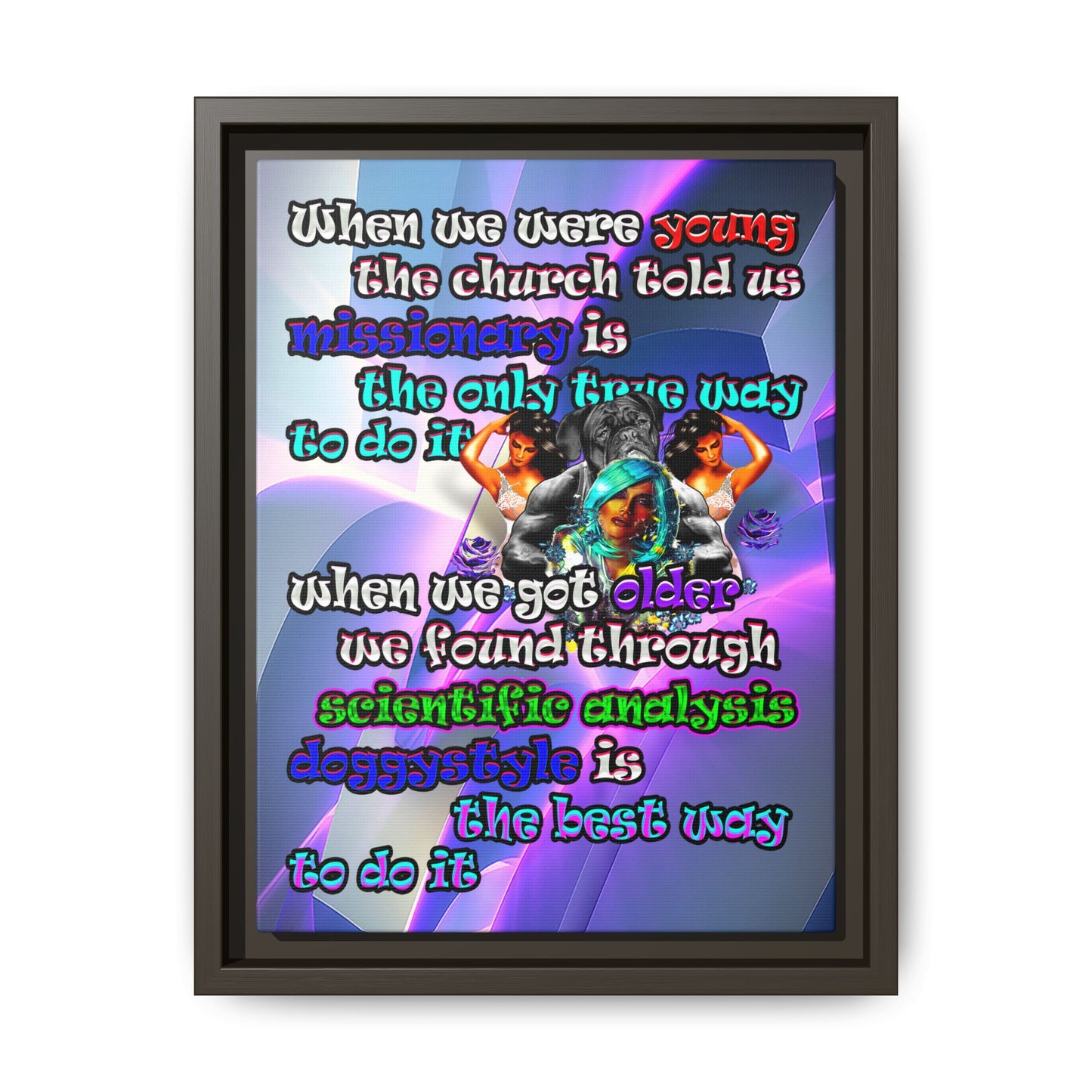 doggystyle - framed canvas art (grey-pink wave)