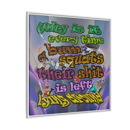the bum's shit - framed canvas art (grey-pink wave)