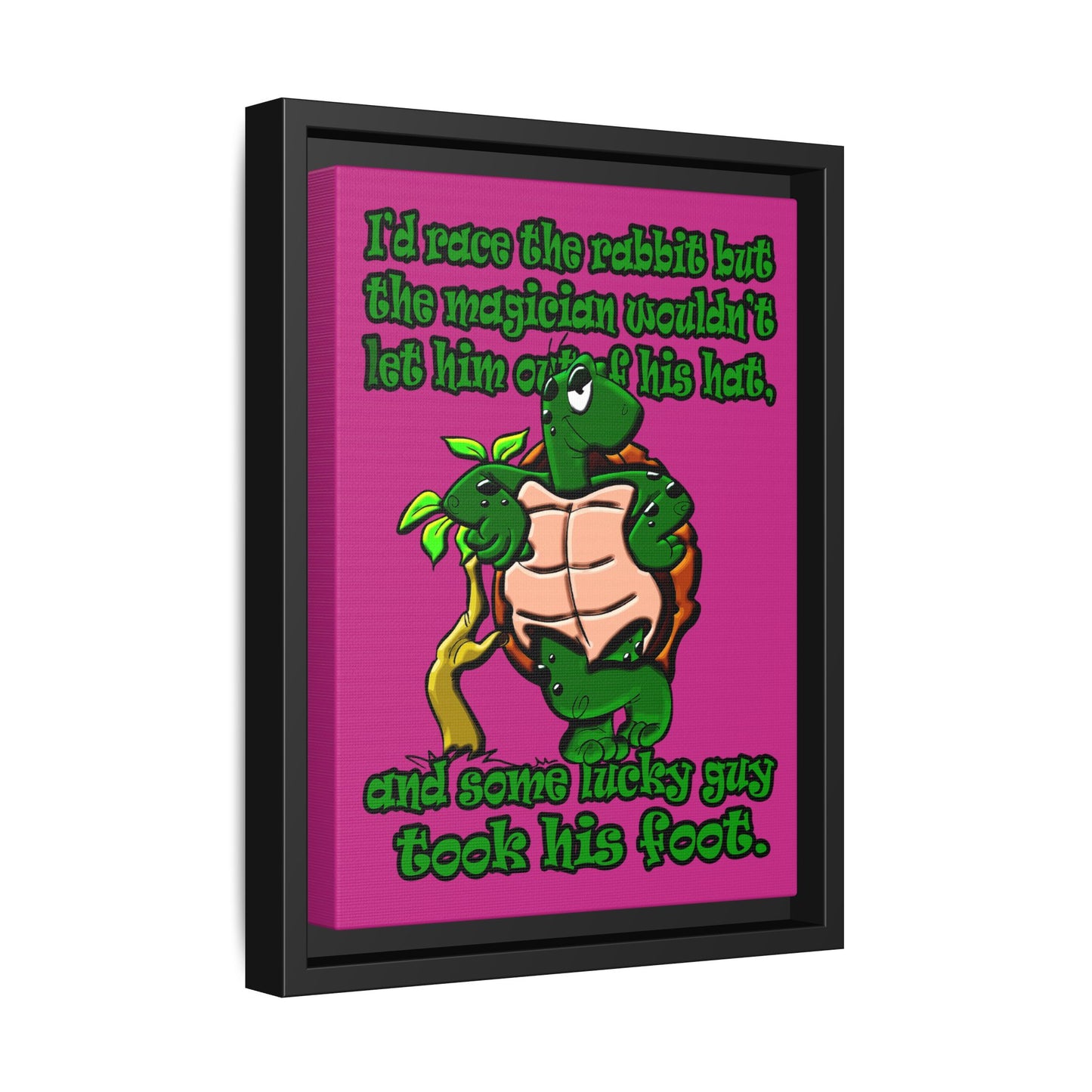 turtle race - framed canvas art (pink)