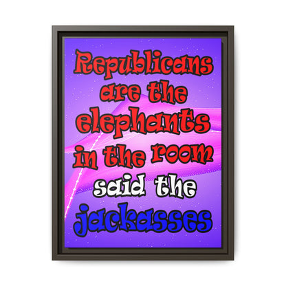 donkeys and elephants - framed canvas art (purple-pink wave)