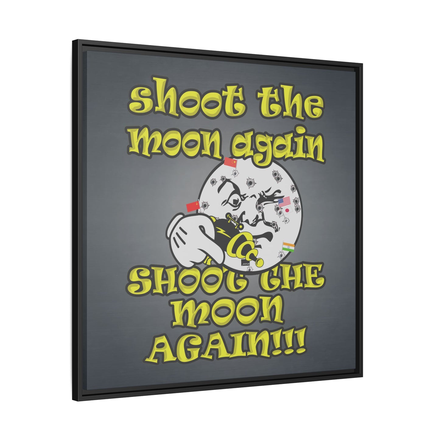 shoot the moon again - framed canvas art (grey-light grey)