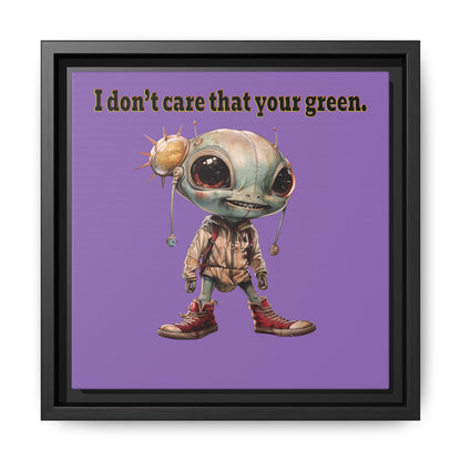I don't care that your green - framed canvas art (light purple)