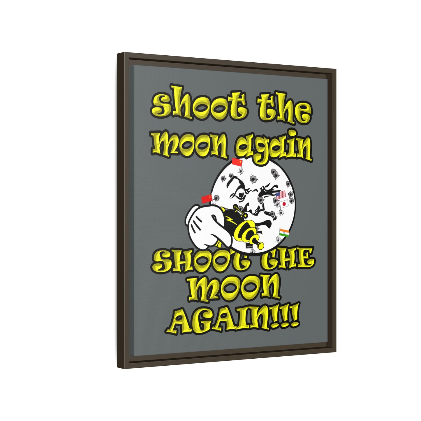 shoot the moon again - framed canvas art (dark grey)