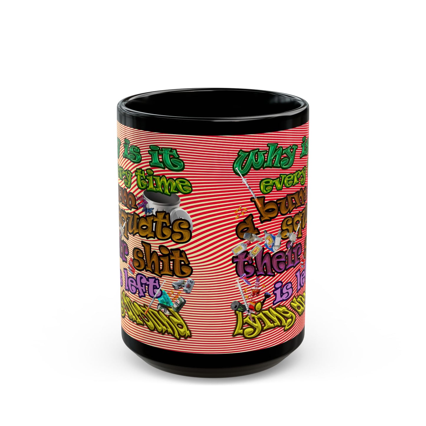 the bum's shit - Black Mug (yellow-orange wave)