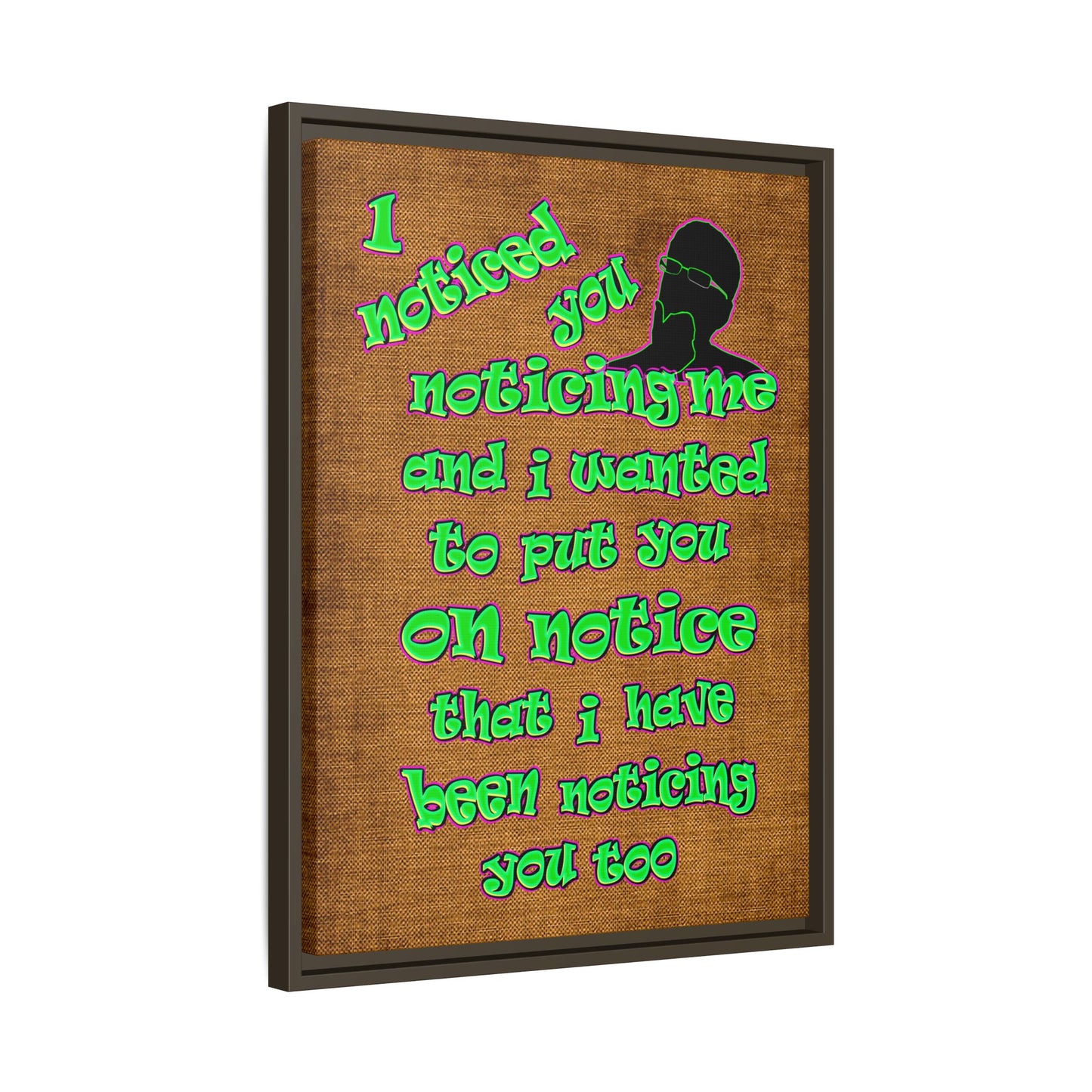 noticed you noticing - framed canvas art (brown papyrus)