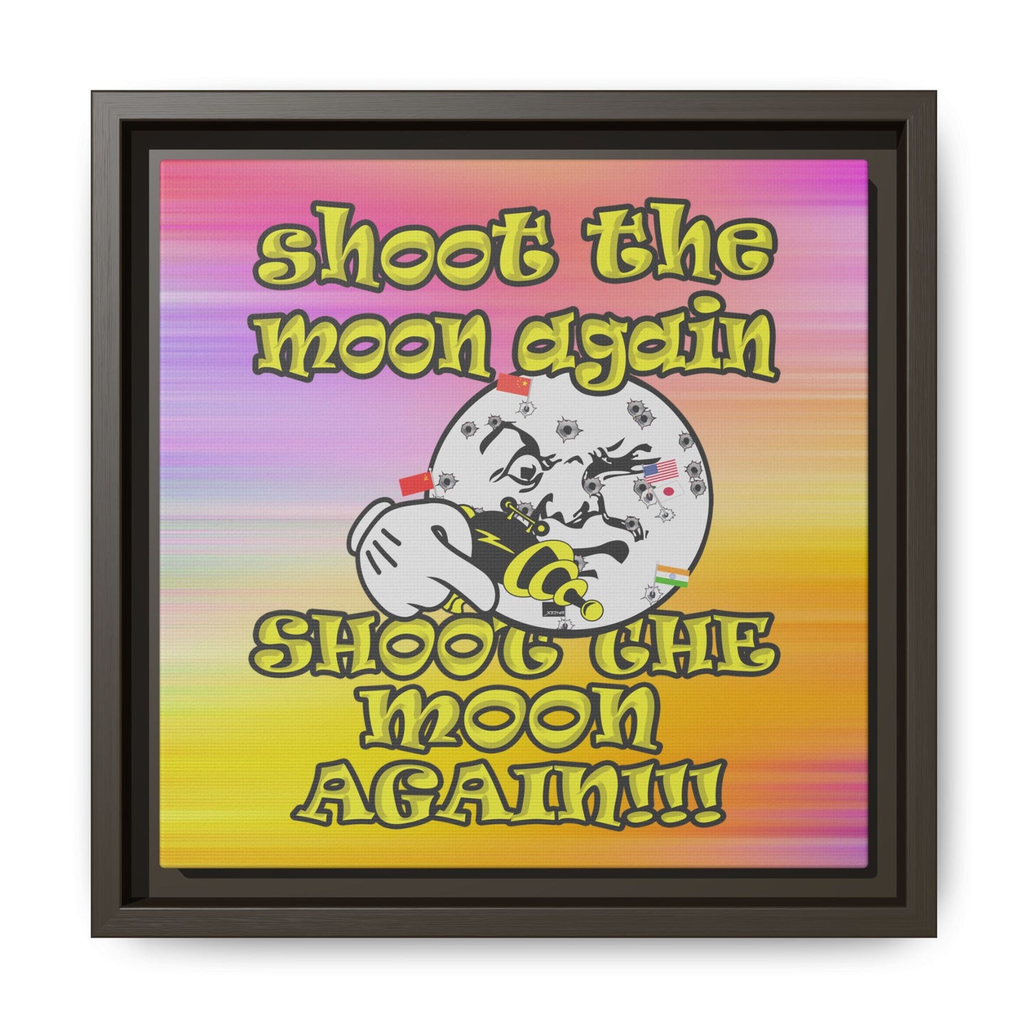 shoot the moon again - framed canvas art (color blur)