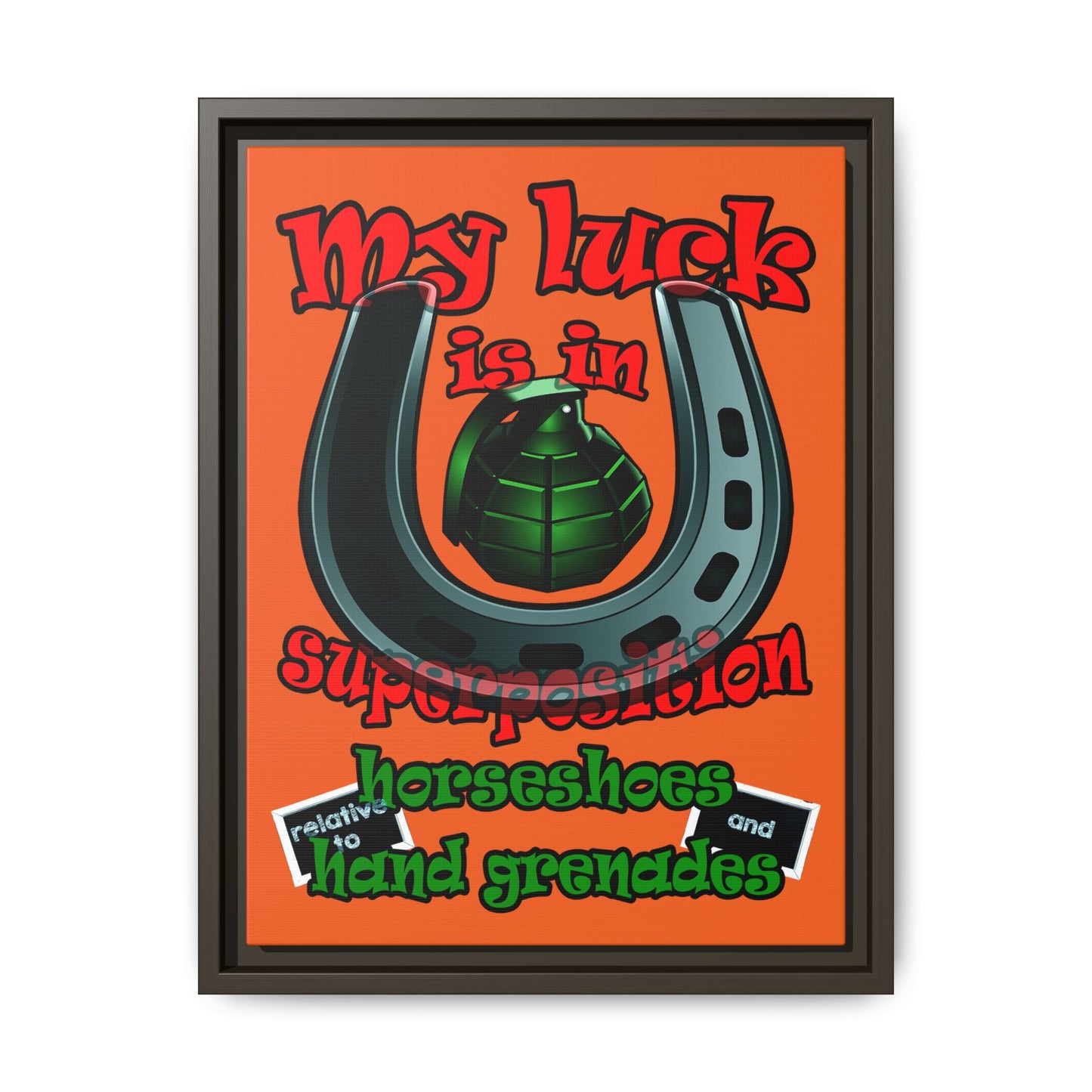 my luck - framed canvas art (orange)