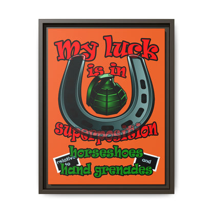 my luck - framed canvas art (orange)