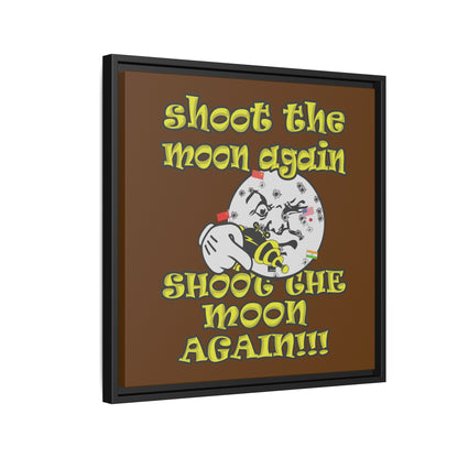 shoot the moon again - framed canvas art (brown)