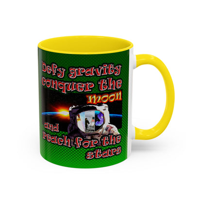 defy conquer reach - Accent Mug (logo green)