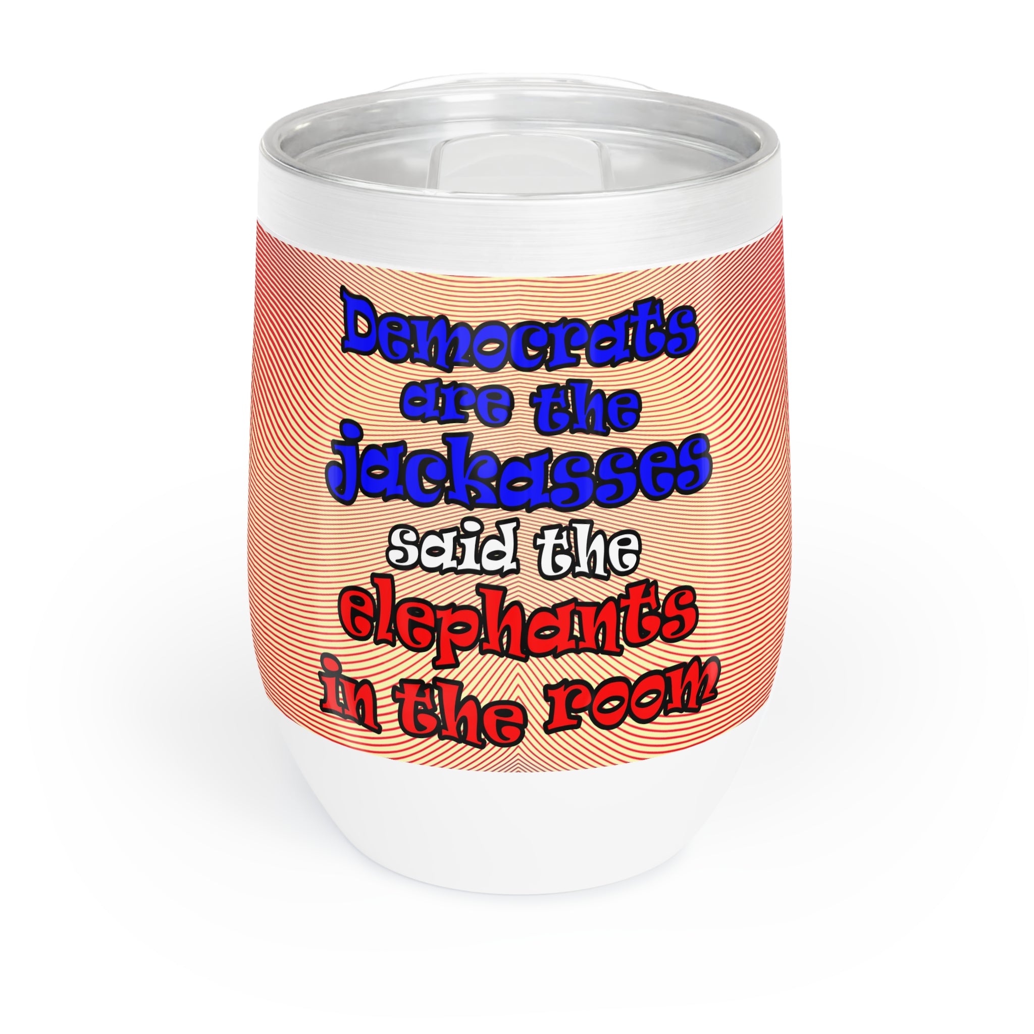 donkeys and elephants - Chill Wine Tumbler (yellow-orange wave)