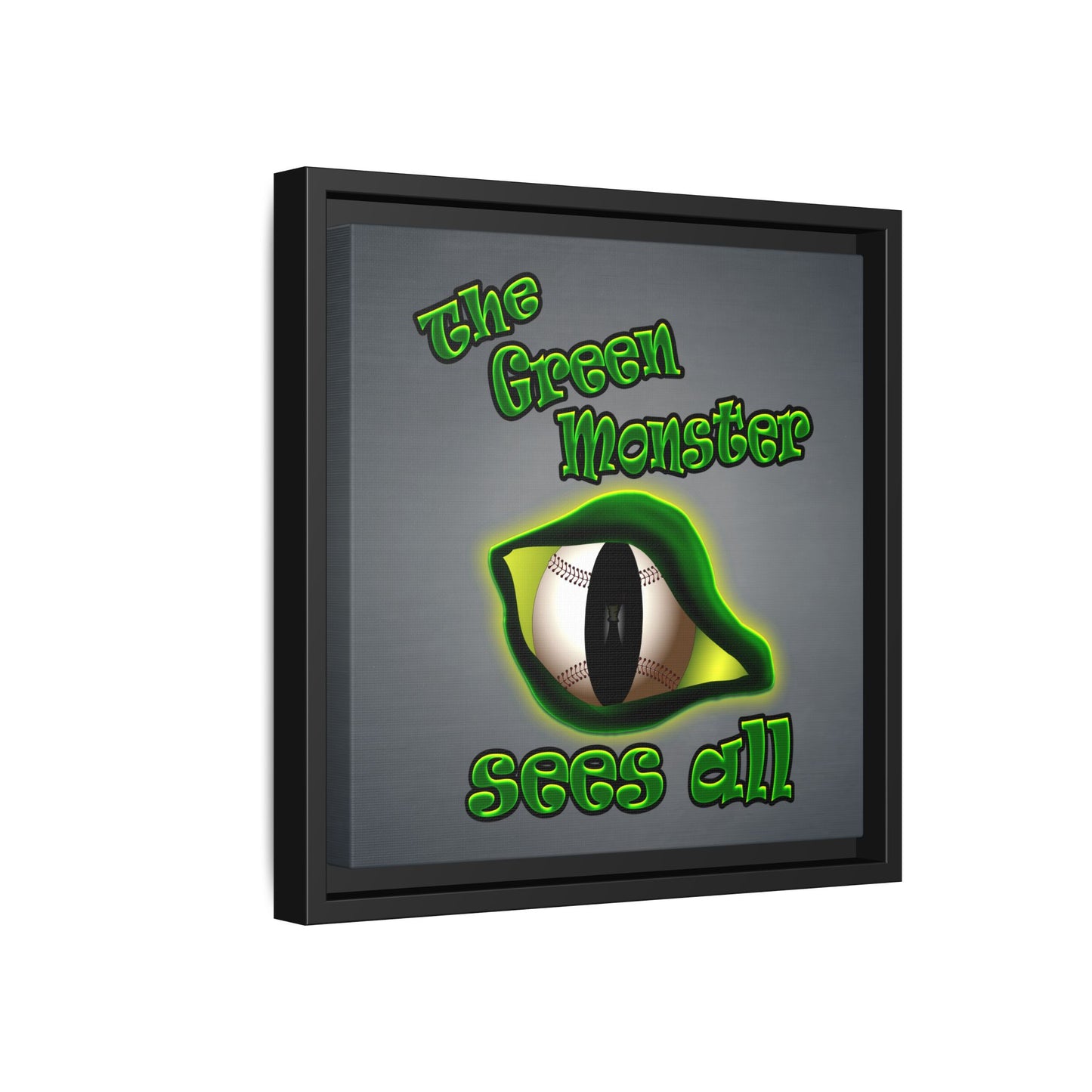 green monster - framed canvas art (grey-light grey)