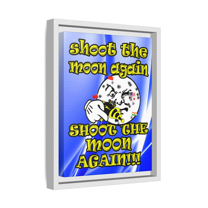 shoot the moon again - framed canvas art (blue-white wave)