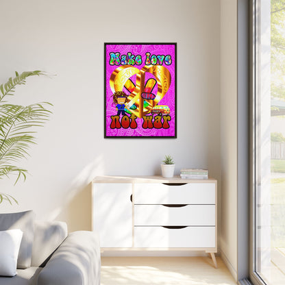 love peace - framed canvas art (pink swirl)