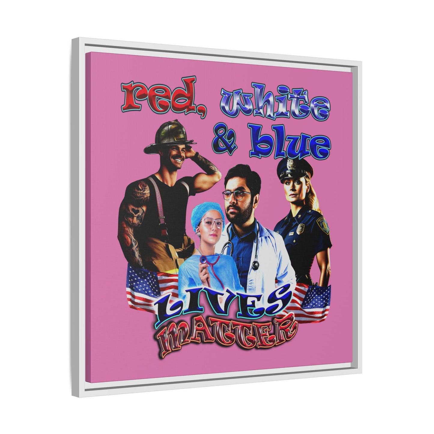 rw&b lives matter - framed canvas art (light pink)
