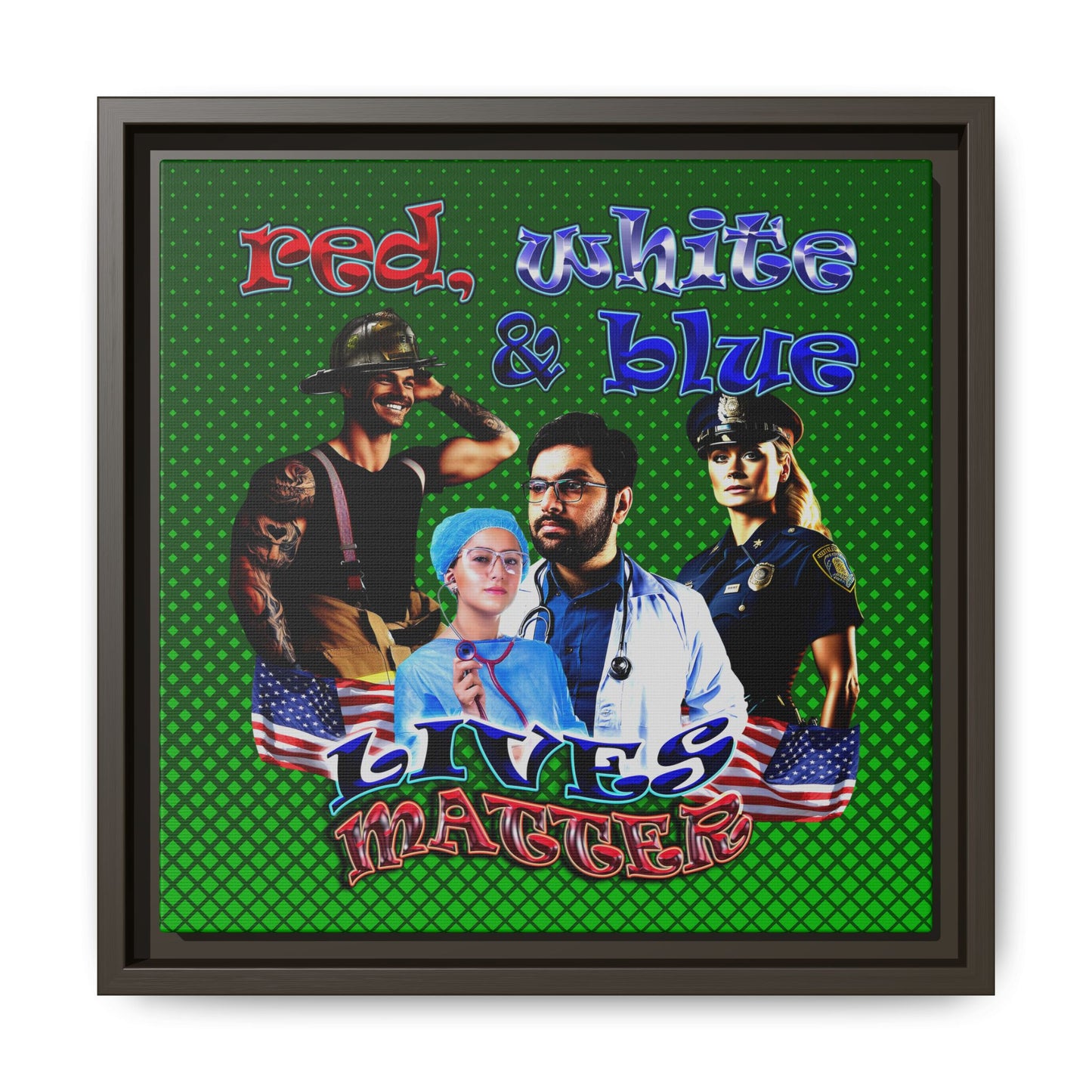 rw&b lives matter - framed canvas art (logo green)