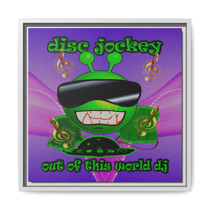 disc jockey - framed canvas art (purple-pink wave)