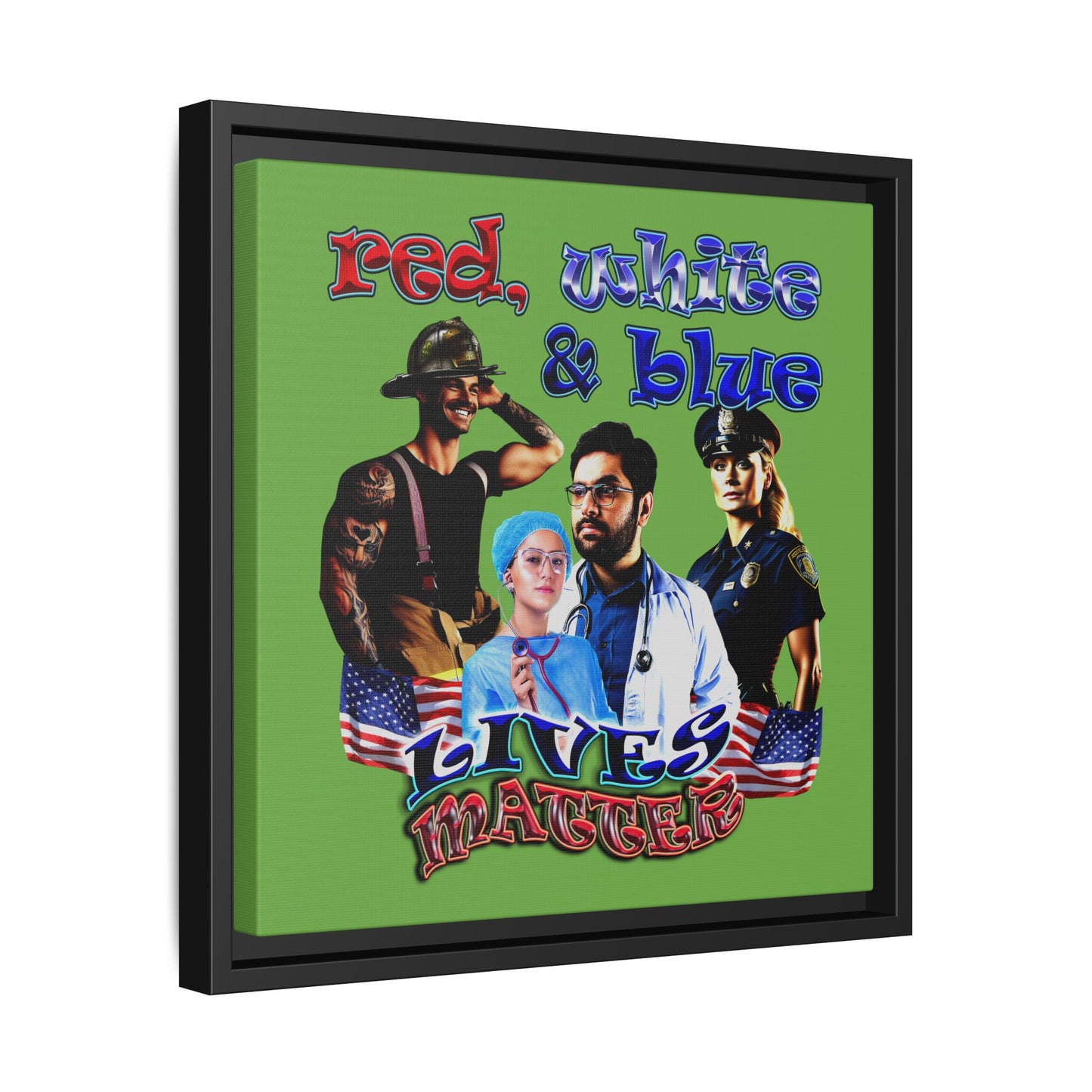 rw&b lives matter - framed canvas art (green)