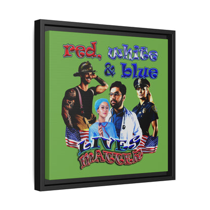 rw&b lives matter - framed canvas art (green)