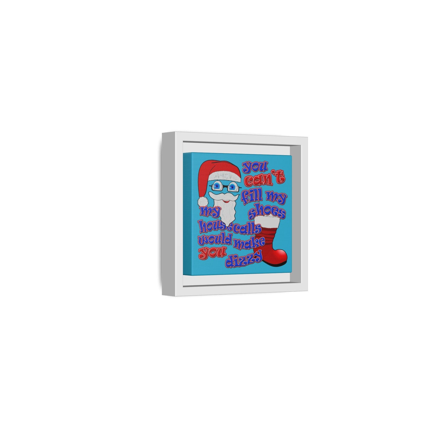 santa's shoes - framed canvas art (turquoise)