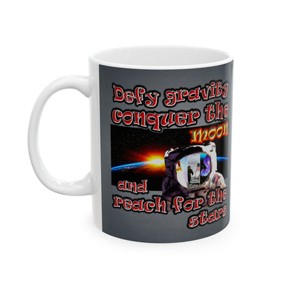 defy conquer reach - White Mug (grey-light grey)
