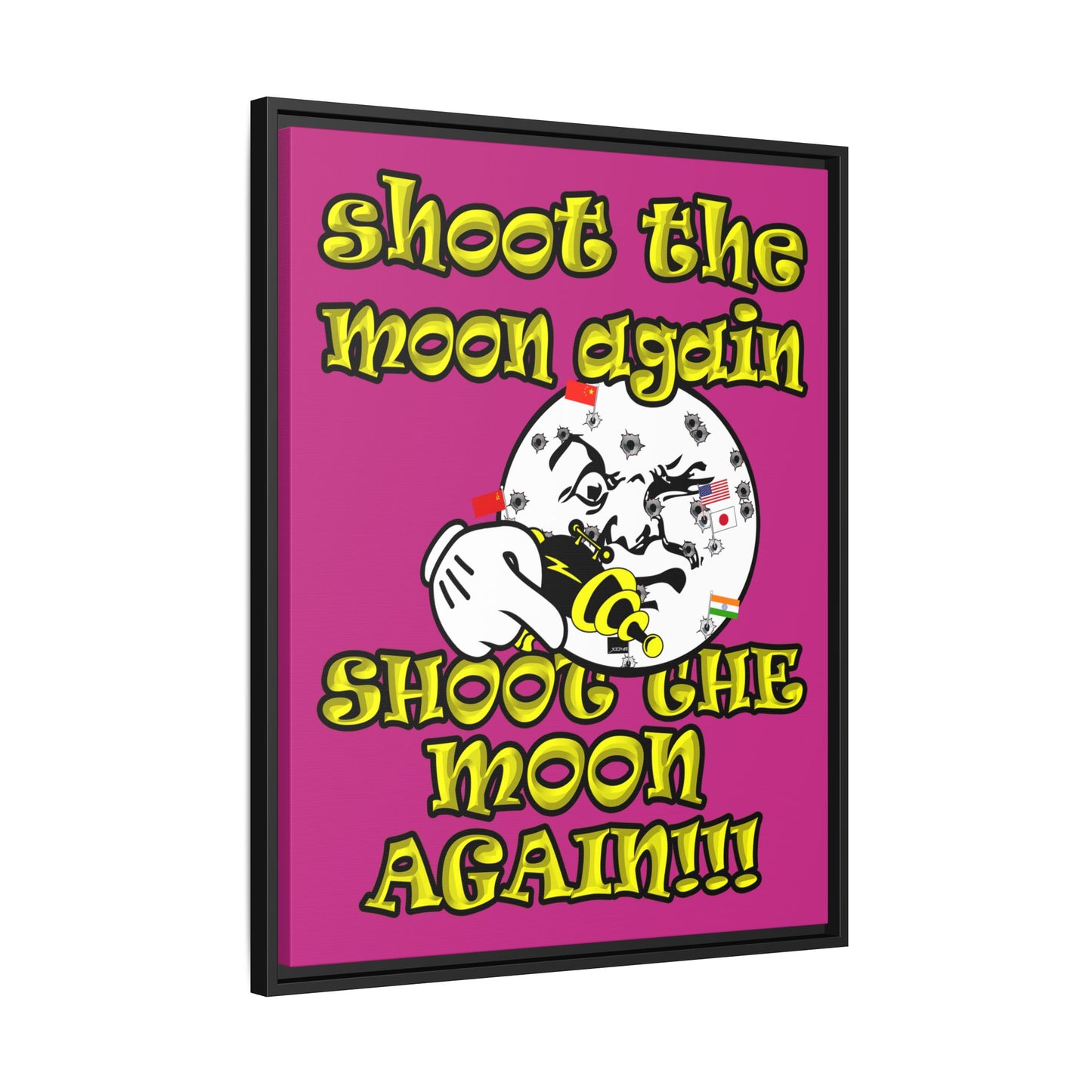 shoot the moon again - framed canvas art (pink)