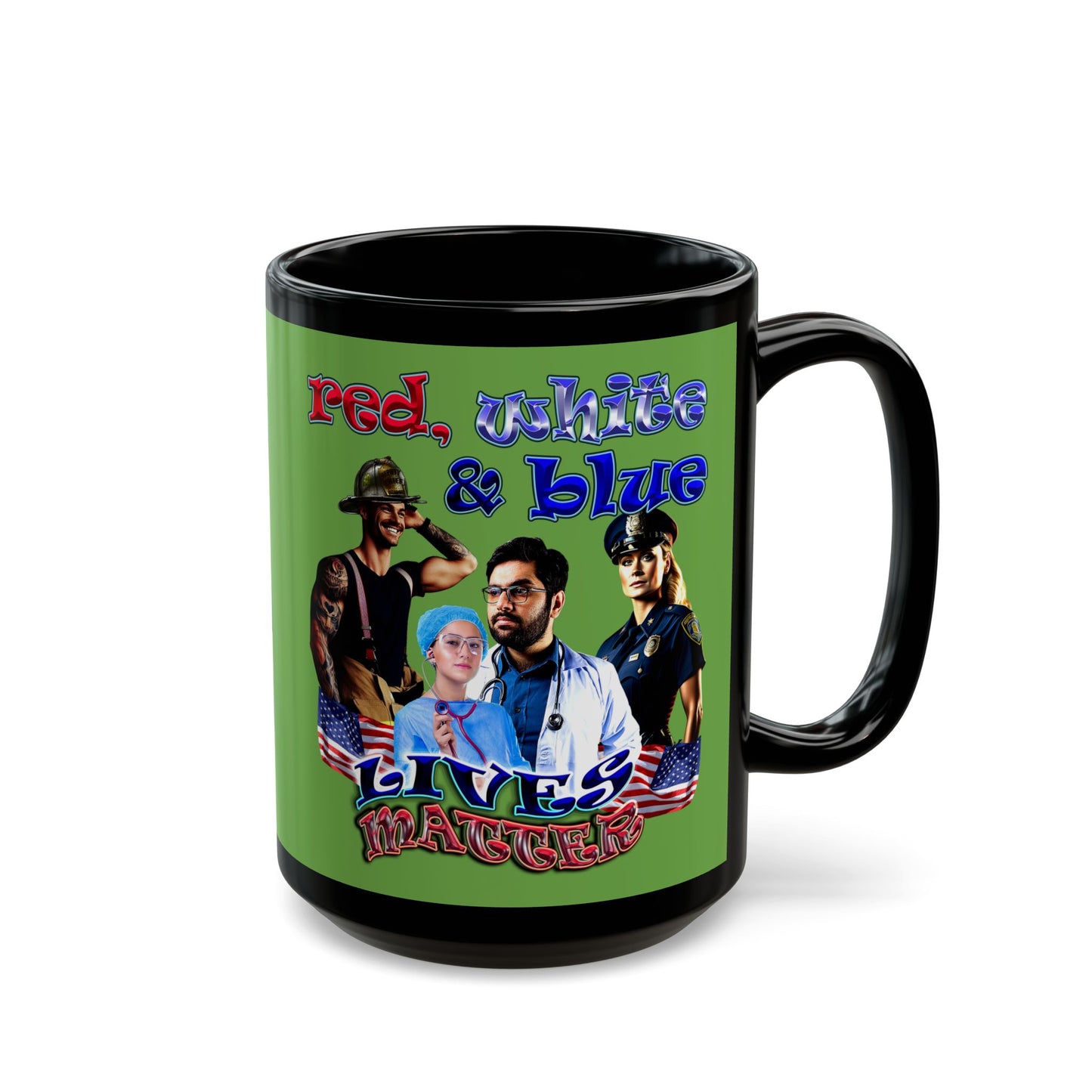 rw&b lives matter - Black Mug (green)