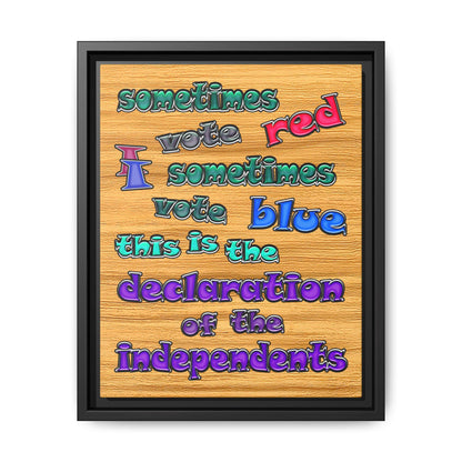 declaration of the independents - framed canvas art (butterscotch wood finish)