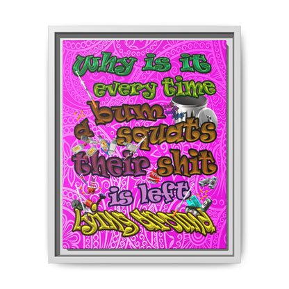 the bum's shit - framed canvas art (pink swirl)