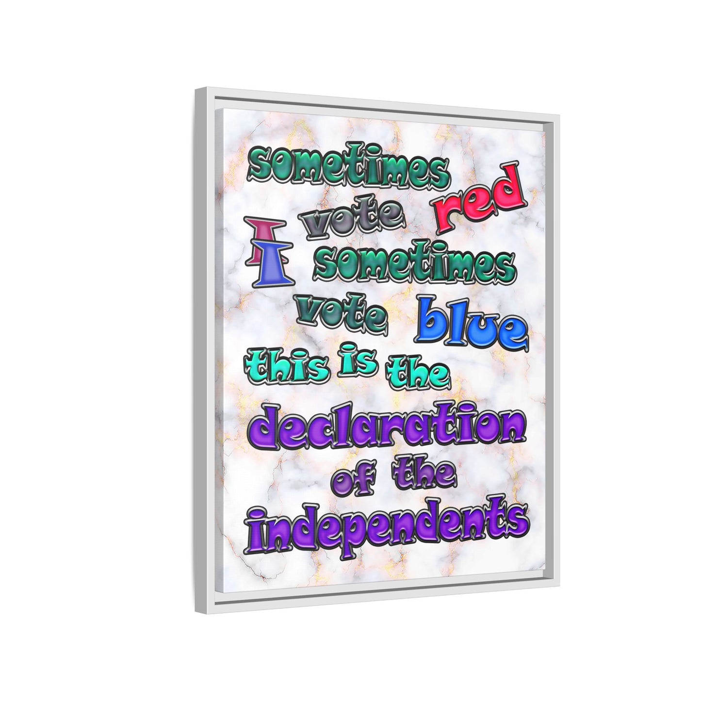 declaration of the independents - framed canvas art (white marble)