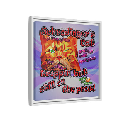 schrodinger's cat - framed canvas art (light blue-pink wave)