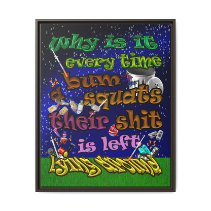 the bum's shit - framed canvas art ('snoops' background)