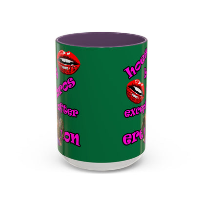 hoes b4 bros - Accent Mug (dark green)