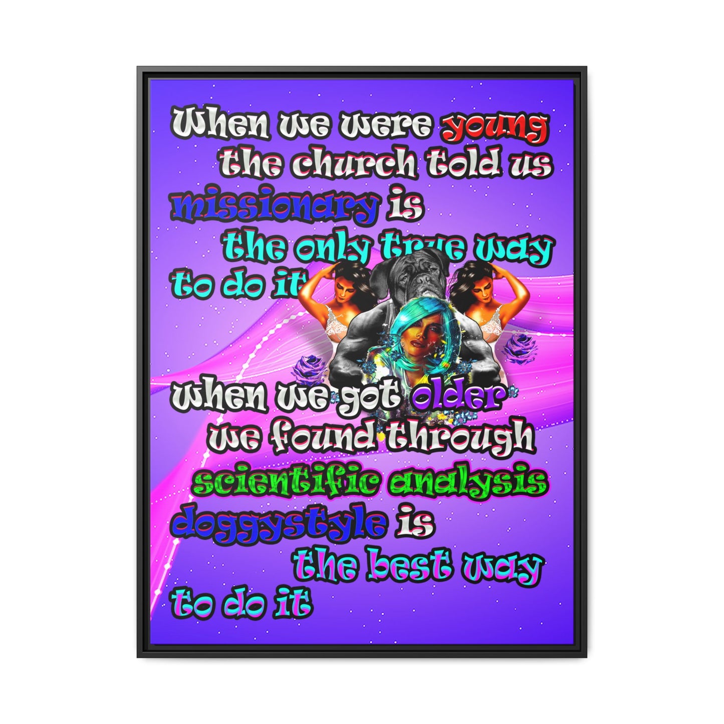 doggystyle - framed canvas art (purple-pink wave)