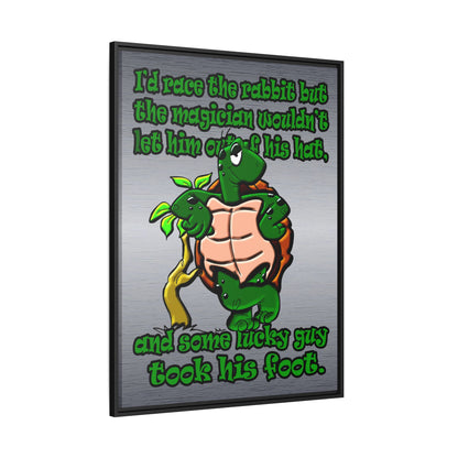 turtle race - framed canvas art (brushed nickel)