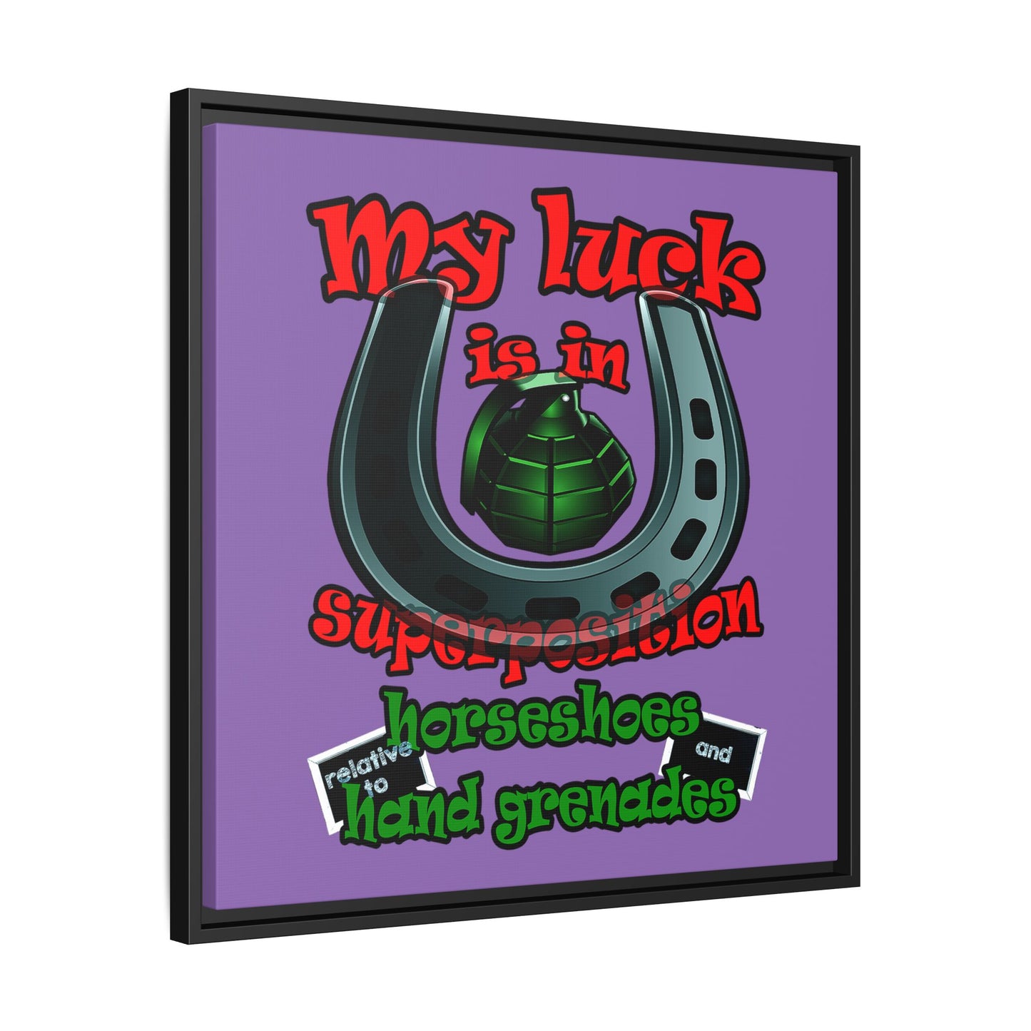 my luck - framed canvas art (light purple)