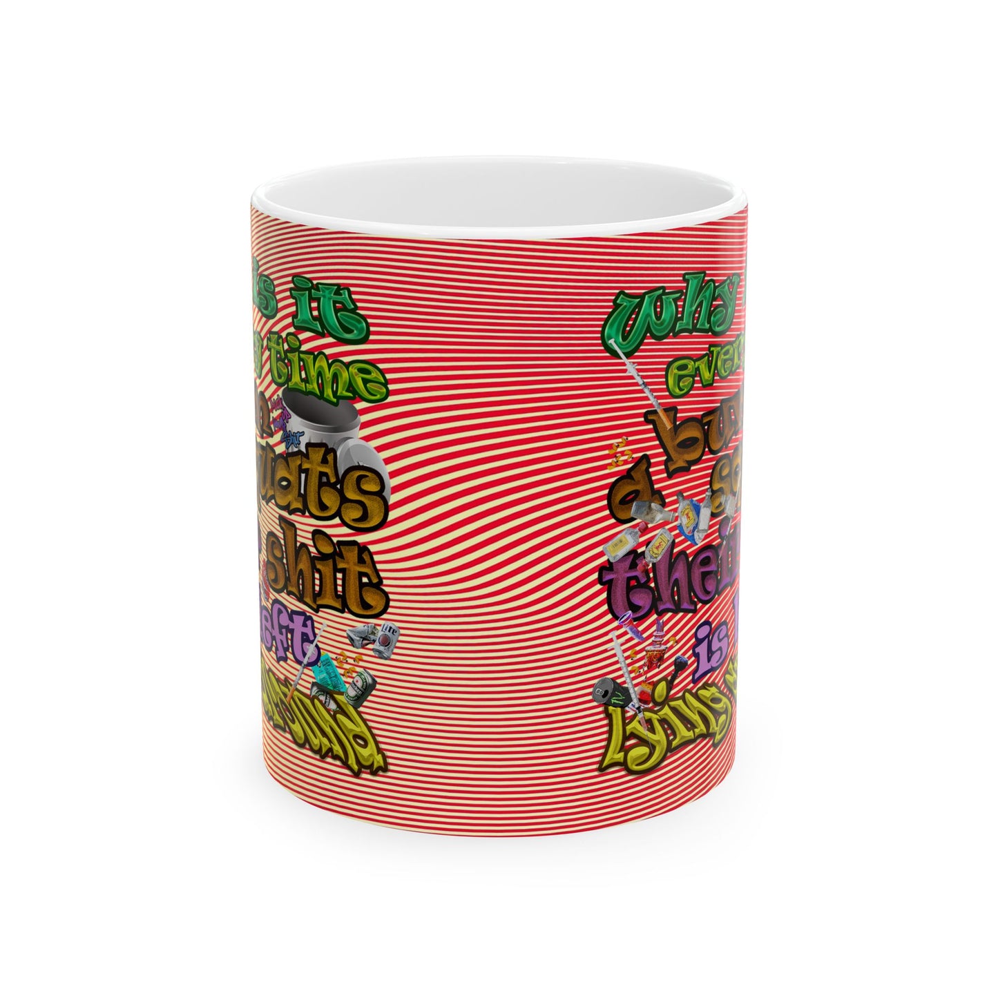 the bum's shit - White Mug (yellow-orange wave)