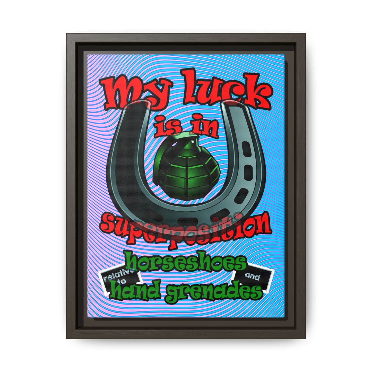 my luck - framed canvas art (light blue-purple wave)