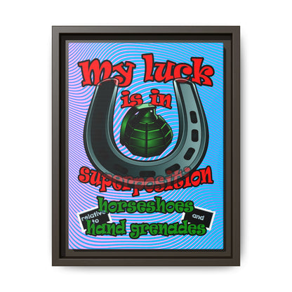 my luck - framed canvas art (light blue-purple wave)