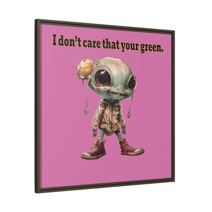 I don't care that your green - framed canvas art (light pink)