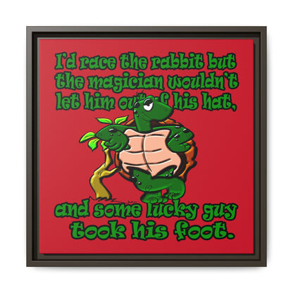 turtle race - framed canvas art (dark red)