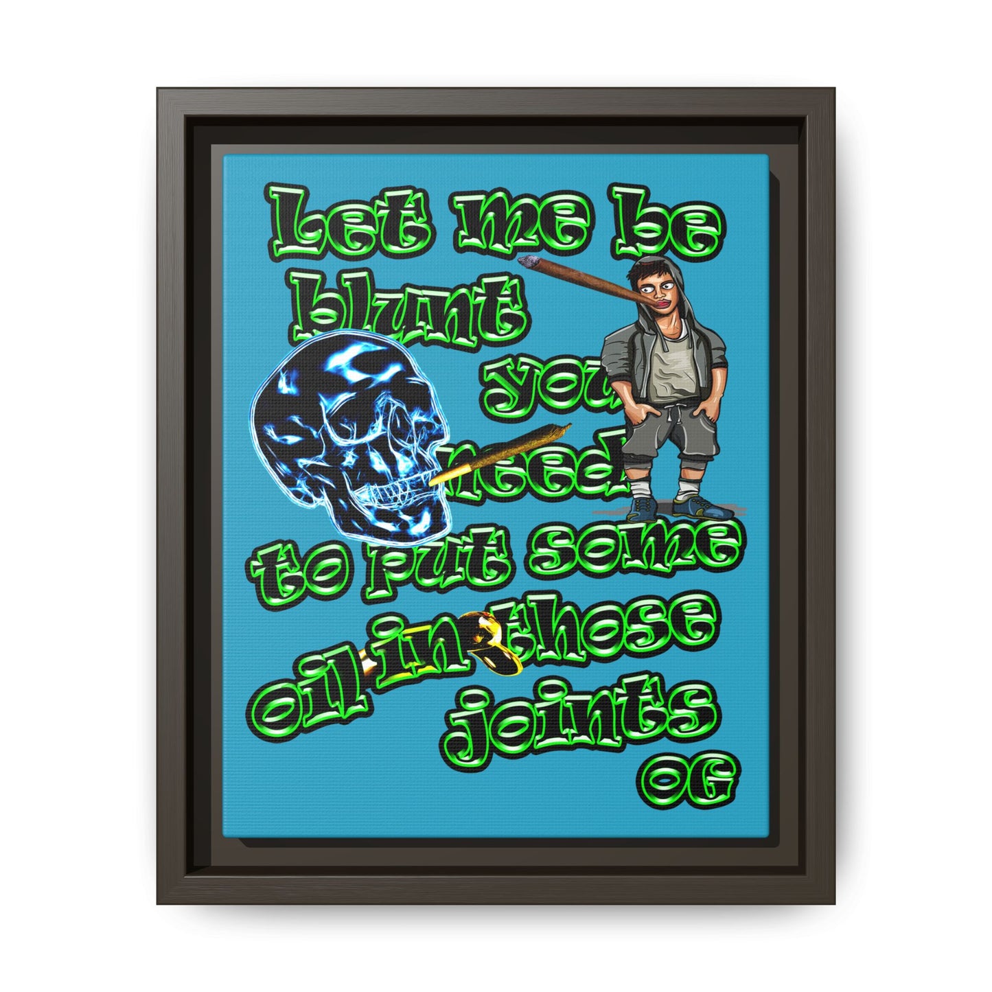 og - framed canvas art (turquoise)